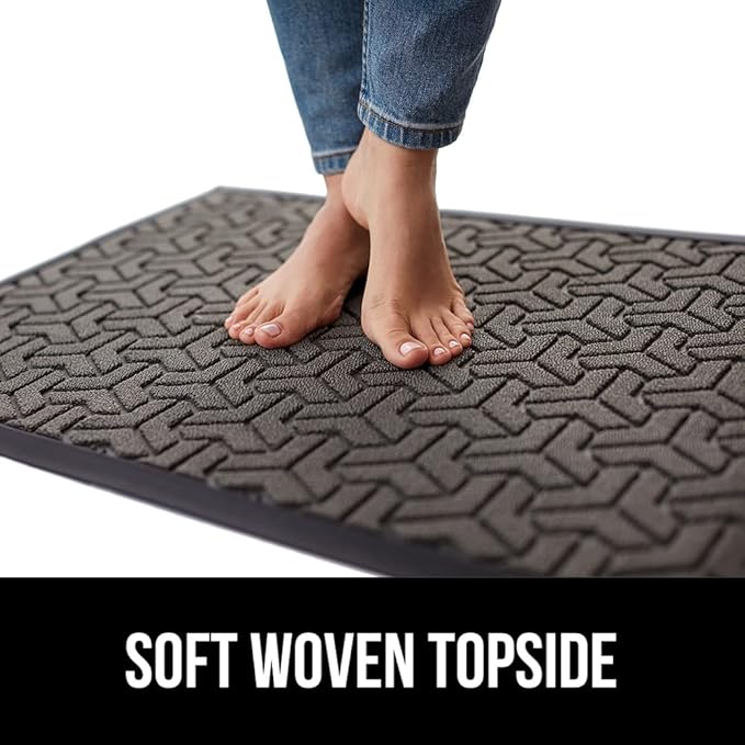 GORILLA GRIP 100% Waterproof All-Season WeatherMAX Doormat, 47x35, US Designed Natural Rubber, Stain and Fade Resistant, Low Profile Indoor Outdoor Door Mats, Easy Clean Patio Mat, Slate Geometric