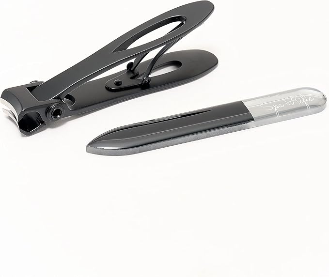 Spa-Rific Nail File Set Ã¢ÂÂ Professional Heavy Duty Kit for Men and Women, Includes Etched Crystal Files, Emery Boards, Nail Shapers, Glass Buffer with Case, Ideal for Fingernails and Toes (Black)