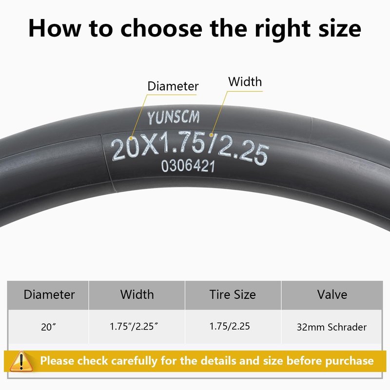 2-PCS 20" Heavy Duty Bike Tubes 20x1.75/1.95/2.10/2.125/2.25 Premium Butyl 20" Bicycle Inner Tubes Compatible with 20 x 1.75-2.25 Kids, Road, BMX, City, Mountain Bike Tire Tubes Schrader Valve
