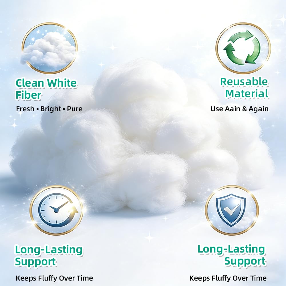 Welacer Polyfill Stuffing, Fluffy Pillow Stuffing for Stuffed Animals, DIY Plush Toys, Cushions, Cloud Decorations, Premium Original White Polyester Filling for Crochet Crafts,5lb/80oz