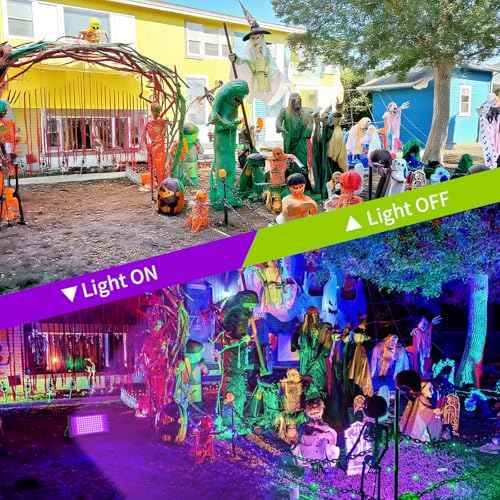 100W Black Lights with Switch+Plug, IP66 Waterproof, LED Blacklight Flood Light for Glow Party, Halloween, Bedroom, Fluorescent Poster, Body Paint, 4 Pack