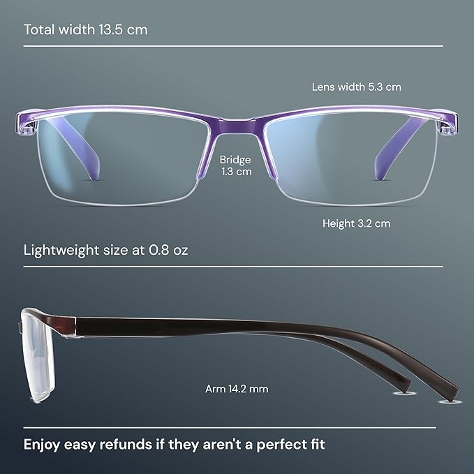 Gaoye 6 pack Executive Style Reading Glasses Men - Durable Readers with Blue Light Filtering - Comfortable Fit with TR90 Frames