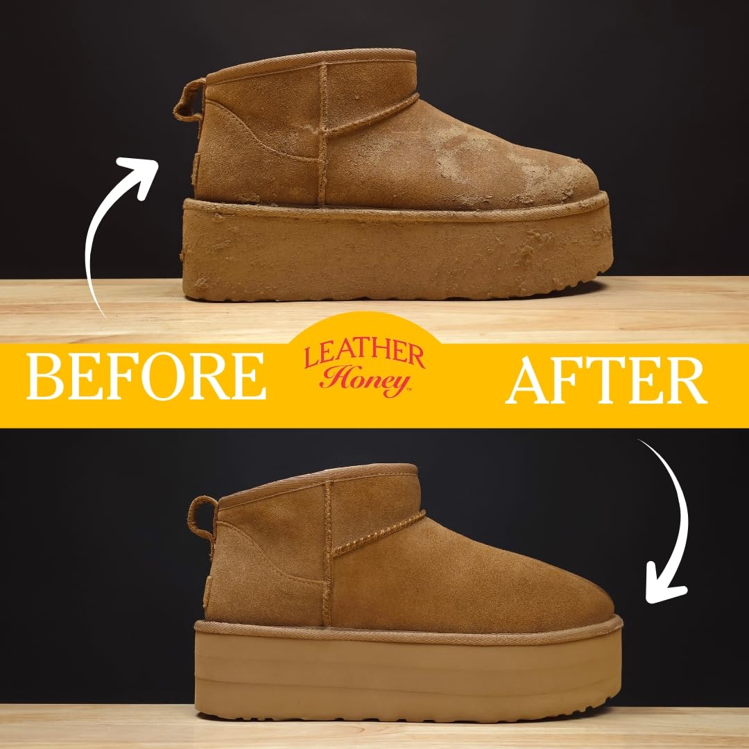 Leather Honey Suede & Nubuck Care Kit: Cleaner, Protector, Suede Brush & Eraser: Clean, Protect & Restore Shoes, Boots, Uggs, Furniture, Jackets, Bags and Apparel. Safe for Any Color