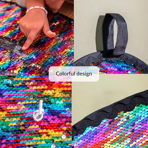 ODOXIA Sequin Fabric Sensory Wall | Sensory Room Must Haves | Sequin Wall | Sensory Wall for Classroom | Reversible Sequin Fabric | Sensory Wall Toy