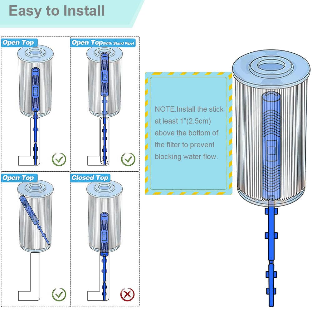 OBMAO Spa Mineral Sticks for Hot Tub Supplies，Hot Tub Stick with 4 Months Lifetime Universal for Pool&Hot Tub (Blue,2PCS)