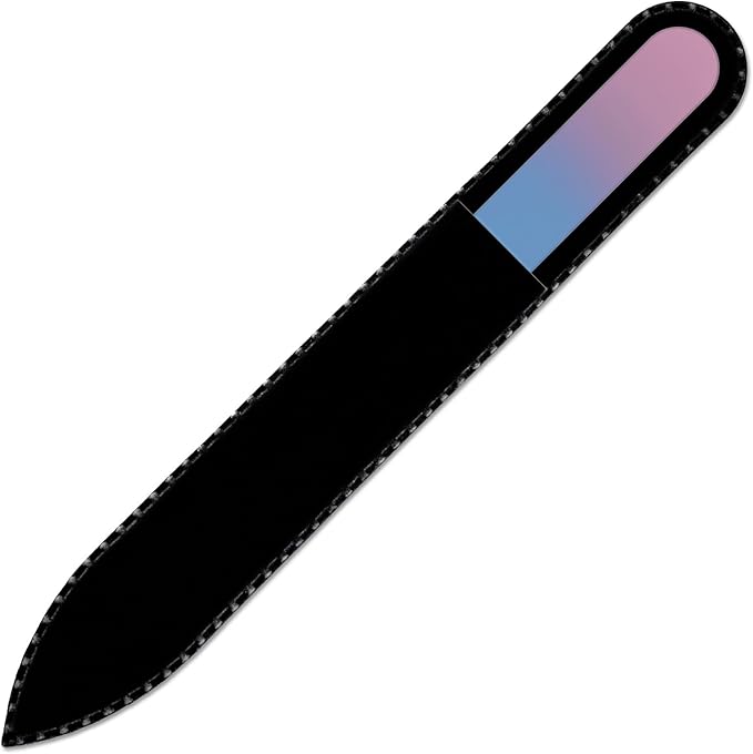 Mont Bleu Nail File in Black Pouch - Czech Tempered Glass - Birthday Gifts for Women - Crystal Nail Files for Natural Nails
