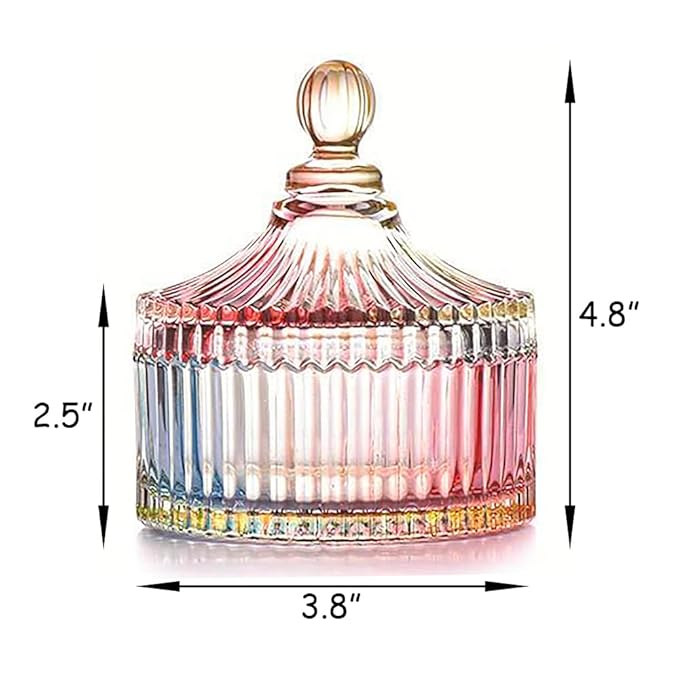 Ultra Soft Powder Puff and Rainbow Container 3.3" High Density Velvet Dusting Washable Reusable Powder Puff,Body Powder Puff and Glass Jar Holder Loose Powder Box with Puff(Multi-Color)