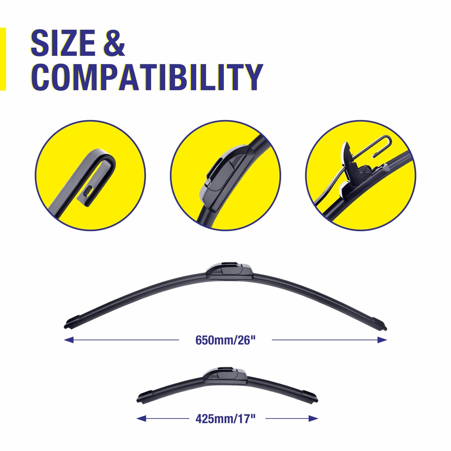 3 Wipers 26"/17"/14" Replacement For Honda CRV 2011 2010 2009 2008 2007(Set of 3), 26 Inch+17 Inch Windshield Wiper Blades with 14 Inch Rear Wiper Blade-Original Factory Quality