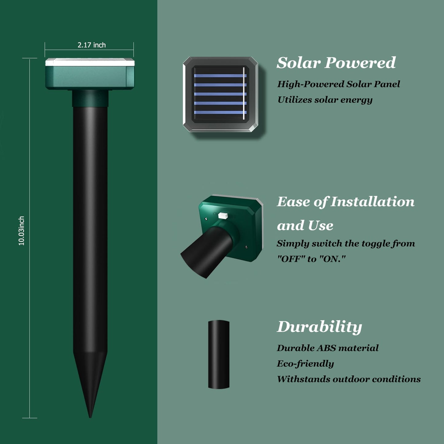 Deer Repellent Devices, Sonic & Solar-Powered Outdoor Deer Deterrent for Garden Plants, 7000 Sq Ft Coverage, Waterproof Sonic Repeller to Keep Deer and Rabbits Away (4)