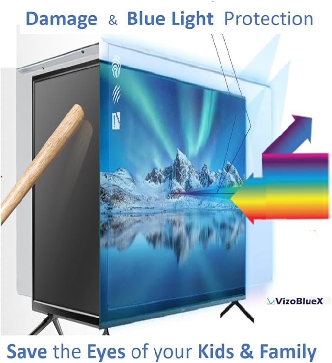 VizoBlueX 75 inch Blue Light and Damage TV Screen Protector. Protection Shield & Anti-Blue Light Filter Blocking UV for LCD LED 4K OLED QLED (65.7 x 37.8 inch)