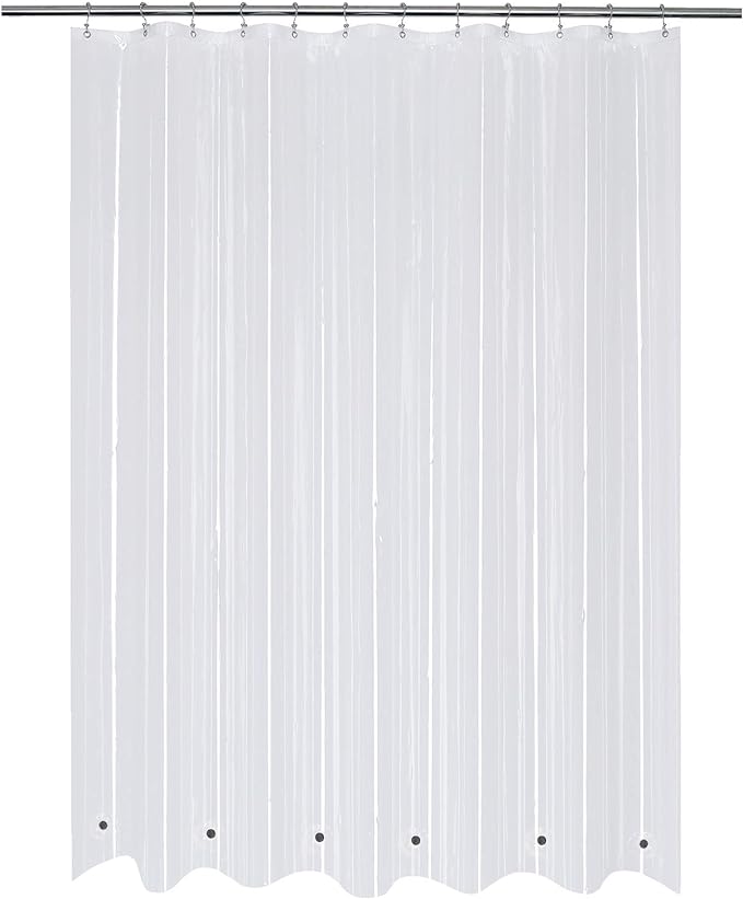 Mrs Awesome Shower Curtain Liner with 6 Magnets Clear Thick PEVA, Premium Waterproof Plastic Shower Curtain Standard Size 72 x 72 inch, Clear