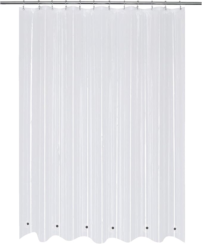 Mrs Awesome Long Shower Curtain Liner with 6 Magnets 72 x 78 inch, PEVA 8G Thick & Heavy Duty Plastic Shower Curtain for Bathroom, Waterproof,72x78, Clear