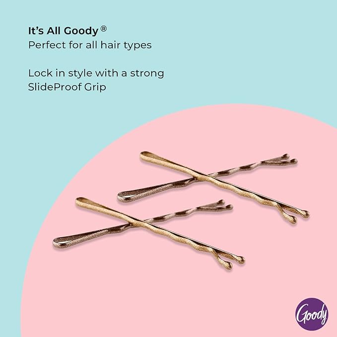 Goody SlideProof Bobby Pin, 50 Ct, Assorted Brunette Colors, Ouchless Bobby Pins for Hair Styling, Lock In Style, Comfortable, Pain-Free Accessories for Women & Men, All Hair Types