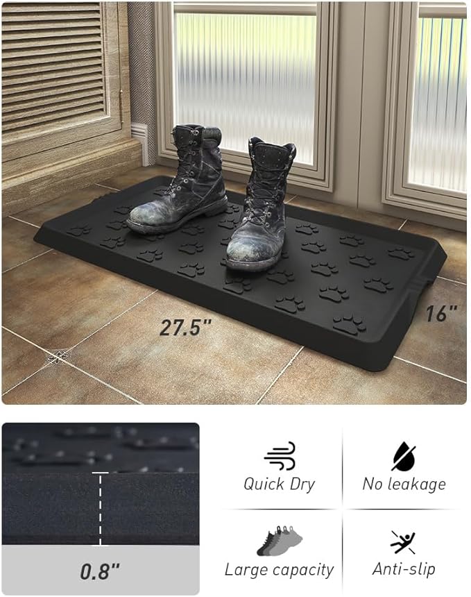 Paw Pattern Boot Tray for Entryway Waterproof Rubber Mats for Dogs Multipurpose Shoe Mat Tray for Entryway Indoor Outdoor Multi Use Catch All Trays Shoe Storage 16x27.5 Inches