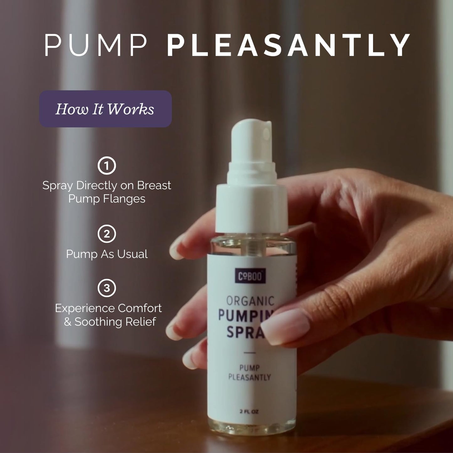 CoBoo Pumping Spray 2 Fl Oz | Organic Skin Lubricant for Breast Pumping | Pump Flange Spray for Breast Shields | Vegan & Lanolin Free, Made in USA | Helps Sore Nipples & Clogged Milk Ducts