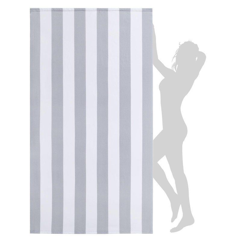 WILFA Extra Large Beach Towel - Oversized Mircofiber Beach Towel 40'' x 70'', XL Striped Lightweight Pool Towel, Big Cabana Swim Travel Towel for Adults Mens Women,Grey