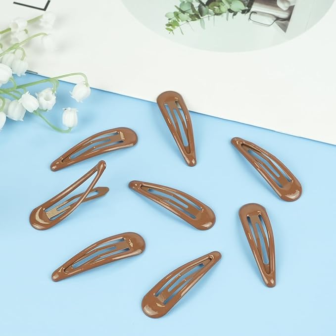 40pcs Snap Hair Clips, 2'' Hair Clip, Non-slip Brown Hairpin Accessories for Women Girls, Metal Barrettes for Styling, Brown