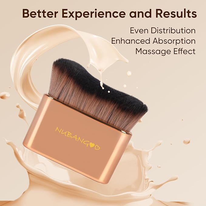 Professional Kabuki Foundation Brush,Makeup Brush, Self Tanner Brush,Self Tanning brush,Foundation Makeup Brush Cream Powder Liquid,Face Neck Body Leg Tanning Makeup (Pink Gold)
