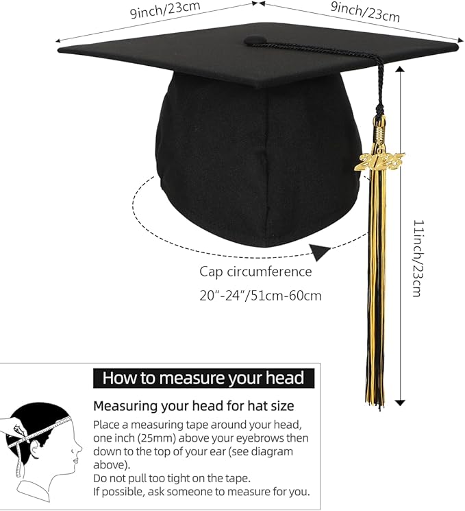 Newrara Graduation Unisex Matte Adult Graduation Cap with Tassel