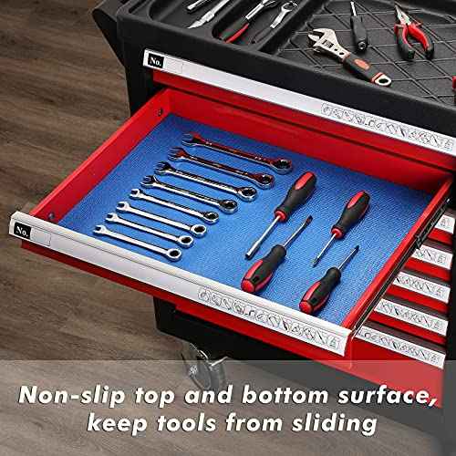 CASOMAN Professional Grade High Grip Tool Box Liner, Drawer Liner, and Shelf Liner, Blue, 16 inch (Wide) x 16 feet (Long), Adjustable Thick Cabinet Liners