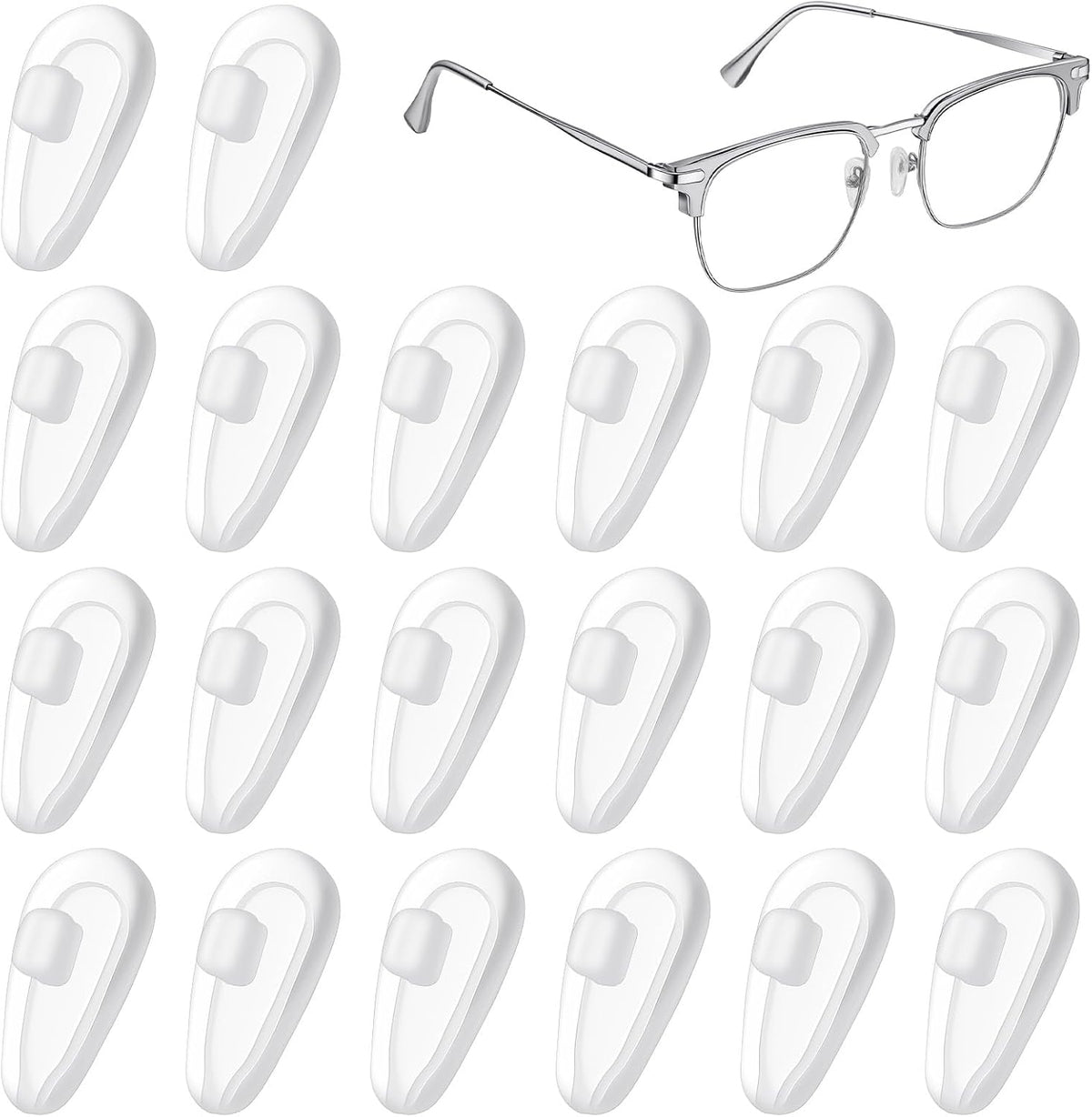 Nogeqi 10 Pairs Eye Glasses Nose Pads Non Slip, Screw-in Eyeglass Nose Pads Non Slip, Soft Silicone Noses Piece for Eyeglasses, Most Glasses & Sunglasses, Anti-Slip & Easy Install