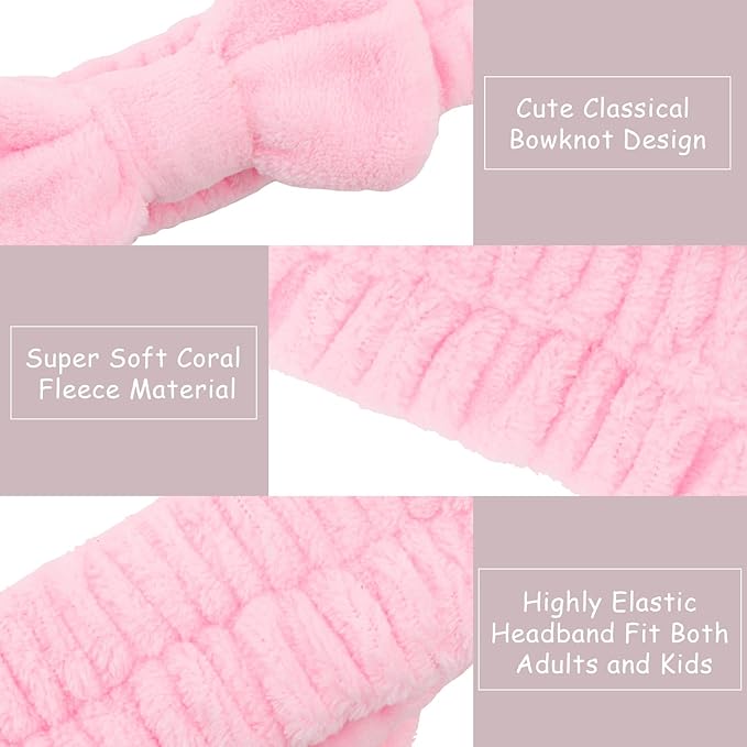 12PCS Microfiber Makeup Headbands and Wristbands Set for Women & Girls - Soft Elastic Bow Headbands with Highly Absorbent Wristbands for Face Washing, Shower, Skincare & Gifts