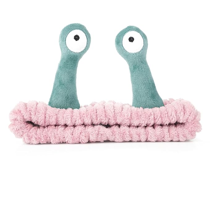 Face Wash Headband, Palm and Snail Spa Hair Bands Makeup Headbands Women Cartoon Cute Coral Fleece Elastic Headband Creative Hair Accessories for Washing Face Shower Sports (Pink and Green)