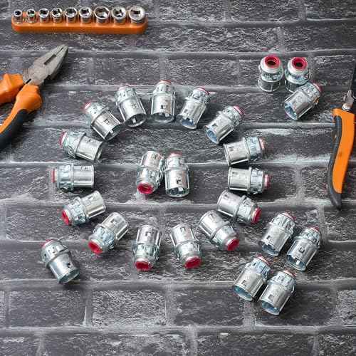Metal-Clad Cable Connectors Zinc Electrical Conduit Connector 3/8" Snap in Connectors for Steel and Aluminum Cable(50 Pack)