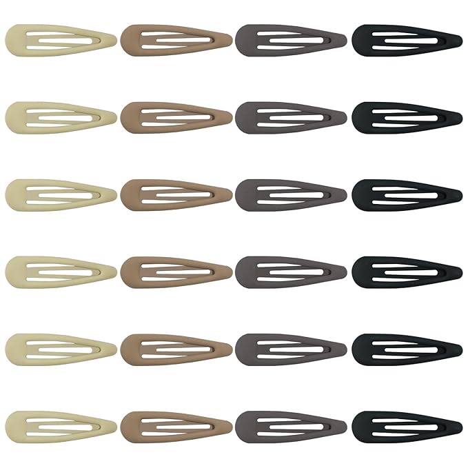 24pcs Snap Hair Clips, 2'' Matte Hair Clip, Nonslip Hairpin Accessories for Women Girls, Metal Barrettes, Neutral Color