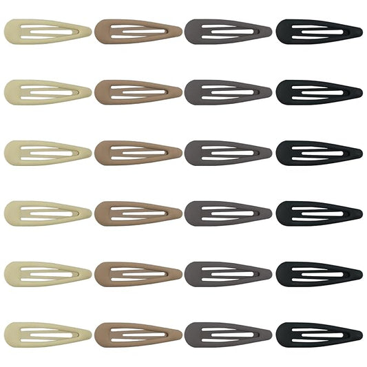 24pcs Snap Hair Clips, 2'' Matte Hair Clip, Nonslip Hairpin Accessories for Women Girls, Metal Barrettes, Neutral Color