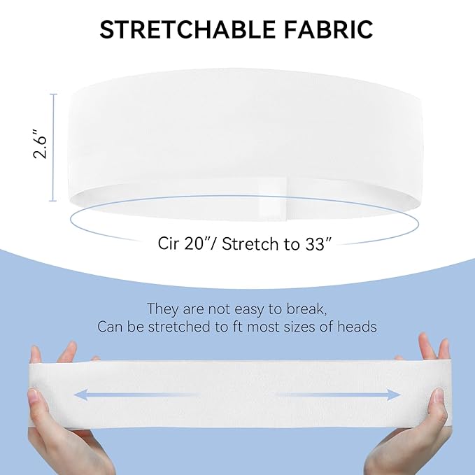 Disposable Headbands for Spa & Facials – 48pcs White Disposable Spa Headbands for Women, Professional Headband for Facials, Esthetician, Skincare & Washing Face – Non-Woven Disposable Hair Bands Pack