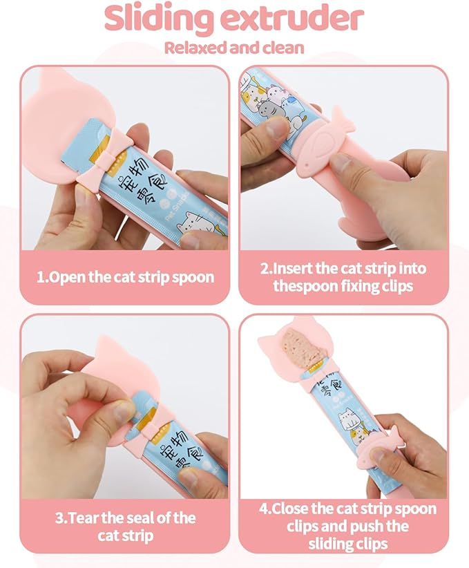 5 PCS Cat Food Can Covers Lids Set - Cute Paw Design Pet Cans Lids Covers with Can Opener, Wet Food Spoon & Cat Treat Squeeze Spoon for Cats, Dogs (Pink)