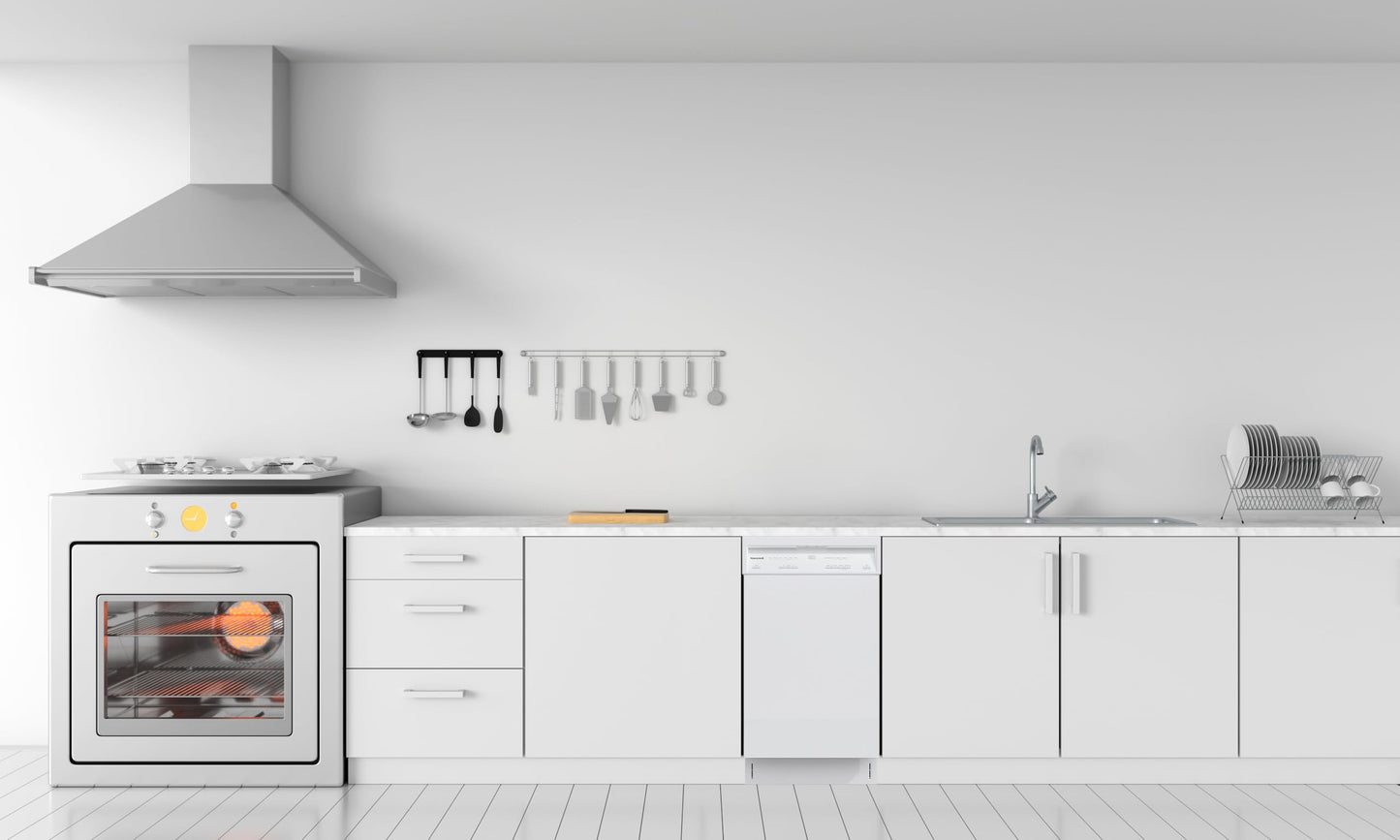 Honeywell 18 Inch Dishwasher with 8 Place settings, 6 Washing Programs, Stainless Steel Tub, UL/Energy Star- White