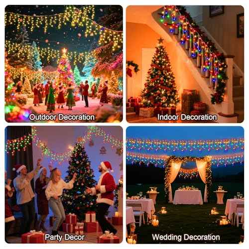 131 Ft String Lights for Outside, 1280 LED Christmas Lights Outdoor Plug in, Christmas String Lights with 11 Modes & Timer for Holiday, Party, Wedding, House, Patio, Outdoor Decorations