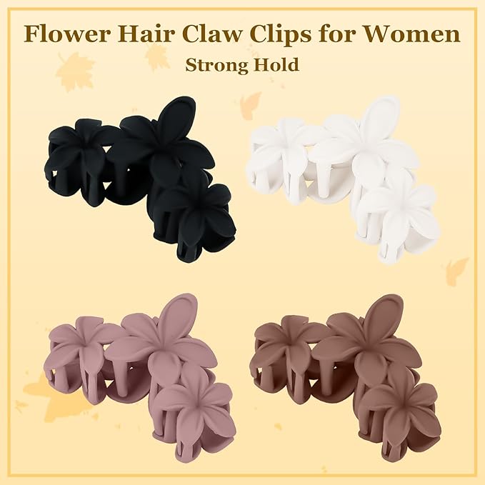 Ondder 4 Pcs Large Matte Non-Slip Claw Hair Clips for Thick Hair - Strong Hold Jaw Clips and Accessories for Women & Girls