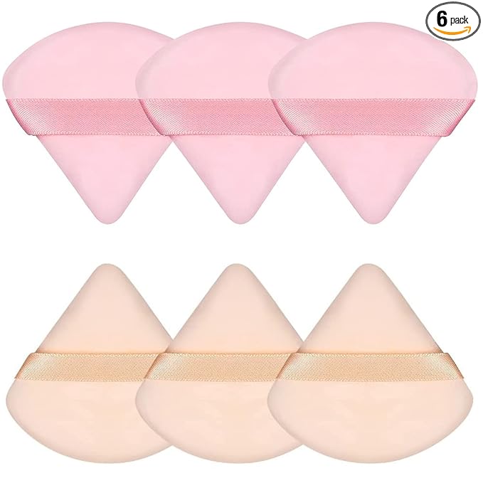 Pimoys 6 Pieces Powder Puff Face Triangle Makeup Sponge Soft Powder Puffs for Loose Powder Foundation Sponge Setting Powder Puff Makeup Tool