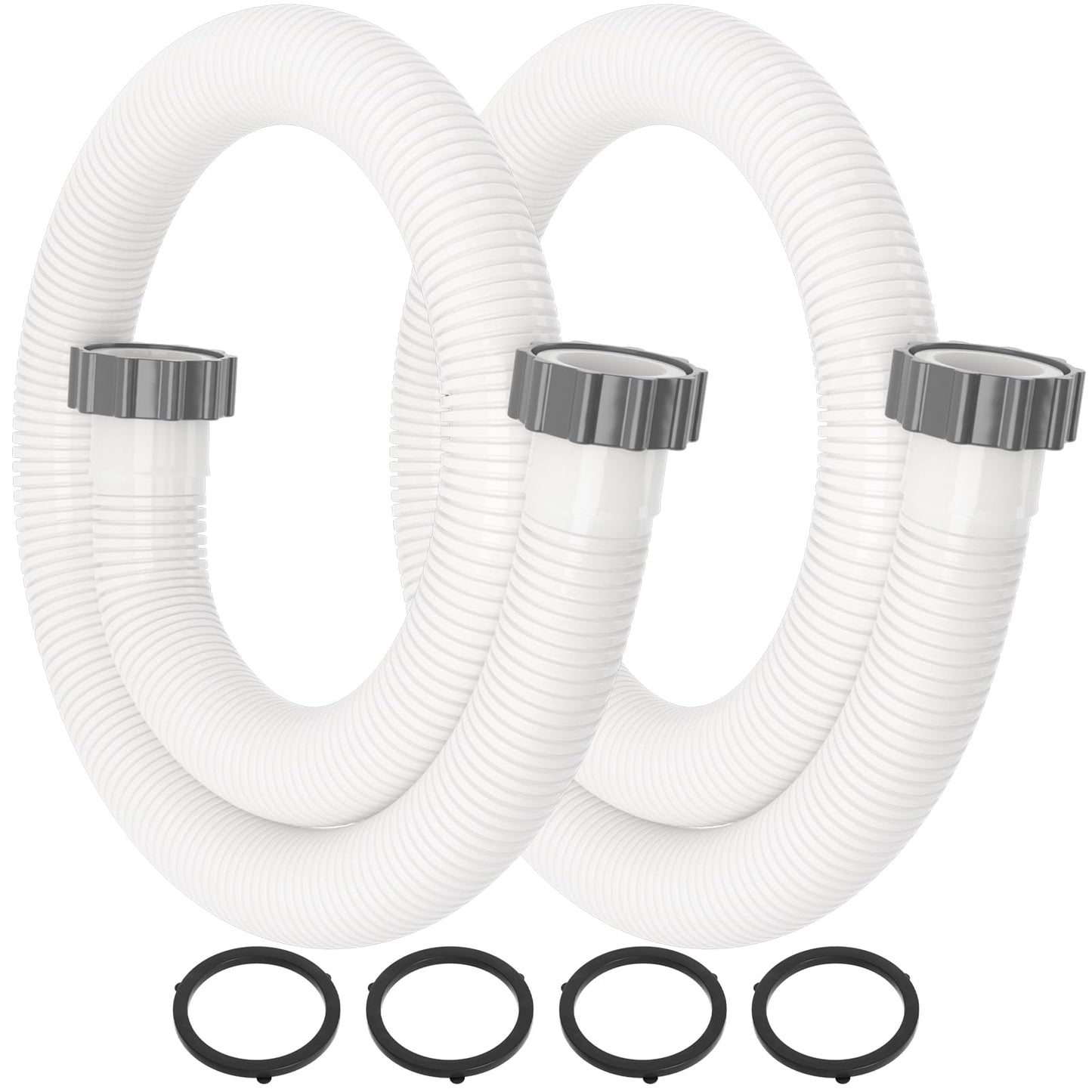 HOMNUTS Pool Hoses for Above Ground 1.5’’ Diameter 59" Long Accessory Swimming Pool Replacement Hose, 2 Pack Filter Pump Hose Compatible with Pump Models