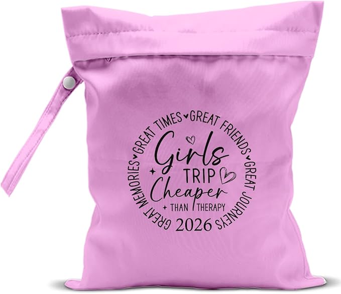 Girls Trip Gifts Wet Dry Bag, Beach Bag Wet Bag Favors, for Swimsuit Toiletry Travel Essentials For Women Aloha Bags, Beach Travel Gym Laundry bags for Dirty Diaper Swimsuit Gifts (Pink)