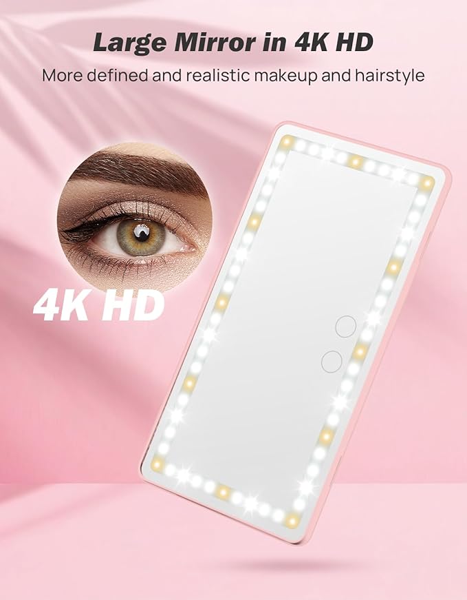 JOYTUTUS Car Sun Visor Vanity Mirror, Car Vanity Mirror With Lights, Makeup Mirror with 3 Light Modes & 60 LEDs, Rechargeable Car Mirror Dimmable Touch Control Travel Makeup Mirror for Car Truck SUV