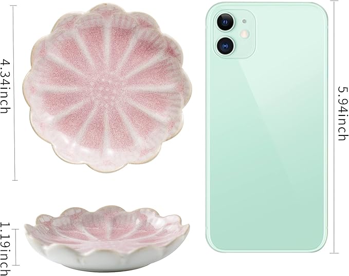 Jewelry Dish Tray, Ring Dish, Ceramic Trinket Tray, Key Bowl, Decorative Plate, for Friends Sisters Daughter Mother (Pink)