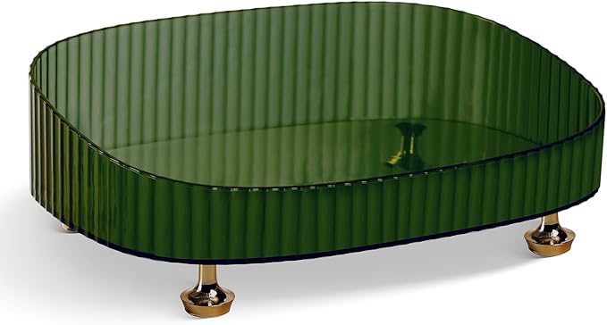 Clear Acrylic Perfume Tray, Round Makeup Bathroom Trays for Counter, Decorative Vanity Trays for Bathroom Countertop for Dresser Tops - Green