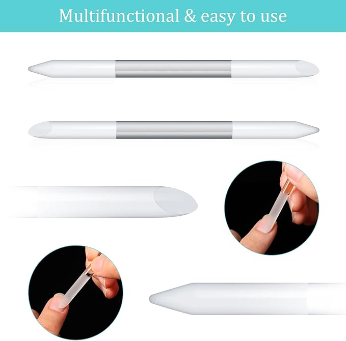 Mudder 6 Pack Crystal Glass Fingernail File with Case for Natural Nail and Cuticle Pusher Dual Ended Manicure Stick Set Nail Care Large Small Portable Tool Gift for Women Pastel Green Violet(Green)