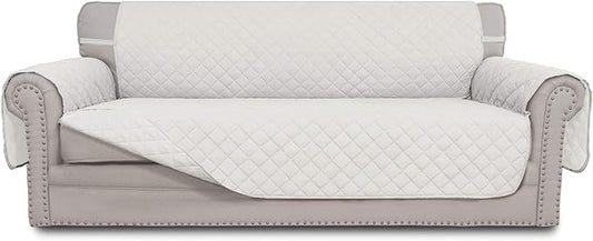 Easy-Going Reversible Oversized Couch Cover for 3 Cushion Couch Sofa Cover for Dogs Water Resistant Furniture Protector Cover with Foam Sticks for Pet (Oversized Sofa, Ivory/Ivory)