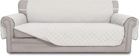 Easy-Going 4 Seater Sofa Slipcover Reversible Sofa Cover Water Resistant Couch Cover with Foam Sticks Elastic Straps Furniture Protector for Pets Children Dog Cat (XX-Large, Ivory/Ivory)