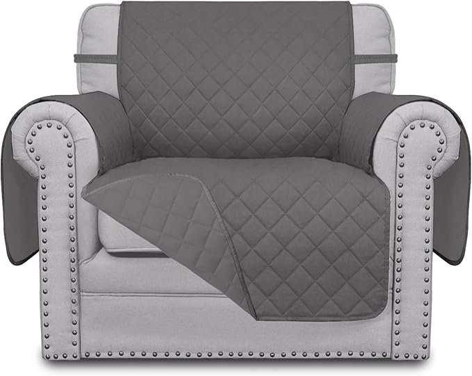 Easy-Going Chair Sofa Slipcover Reversible Sofa Cover Water Resistant Couch Cover Furniture Protector Cover with Elastic Straps for Pets Kids Children Dog Cat (Chair, Gray/Gray)