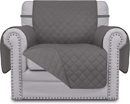 Easy-Going Chair Sofa Slipcover Reversible Sofa Cover Water Resistant Couch Cover Furniture Protector Cover with Elastic Straps for Pets Kids Children Dog Cat (Chair, Gray/Gray)