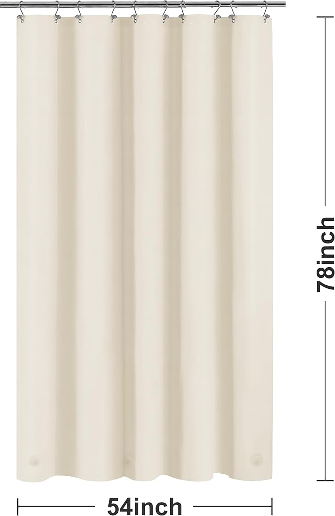 Barossa Design 54W x 78H Stall Shower Curtain Liner Beige - Waterproof Lightweight PEVA Plastic Shower Liner with 3 Magnets & Metal Grommets - Beige