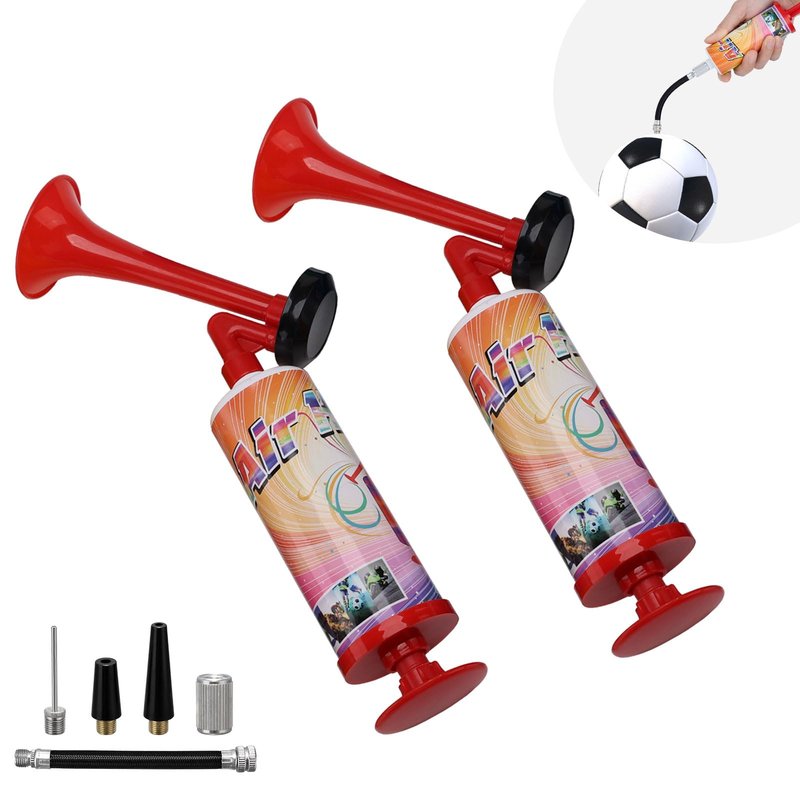 Mini Air Horns, Loud Sound Non-Toxic Party Horns for Children, Ball Pump with Needle, 3-in-1 Compatible with Balloons, Football, Swim Rings (Mini Ball pump 2pcs)