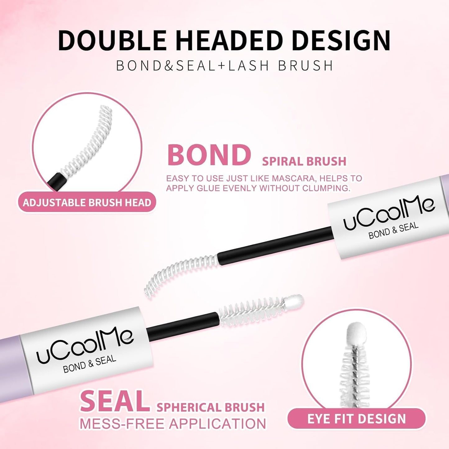 uCoolMe Lash Bond and Seal Waterproof 10ML for Lash Clusters 144Hours SuperStrong Long-Lasting Non-Irritating Eyelash Glue for DIY at Home(White,10ML)