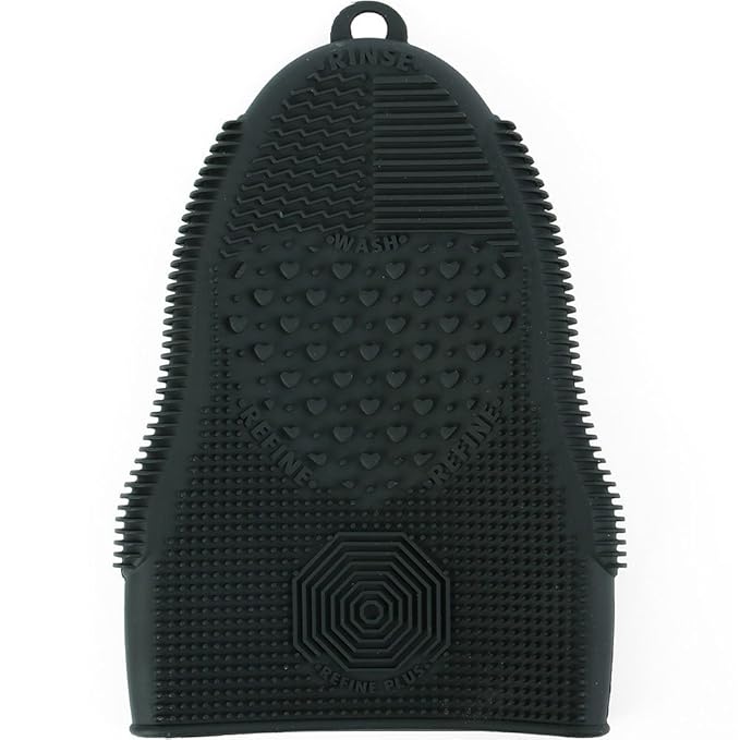 ScivoKaval Makeup Brush Cleaner Mat Mitt Glove Silicone Cosmetic Cleaning Scrubber Tool for Face Brushes and Eye Brush Washing Pad Black